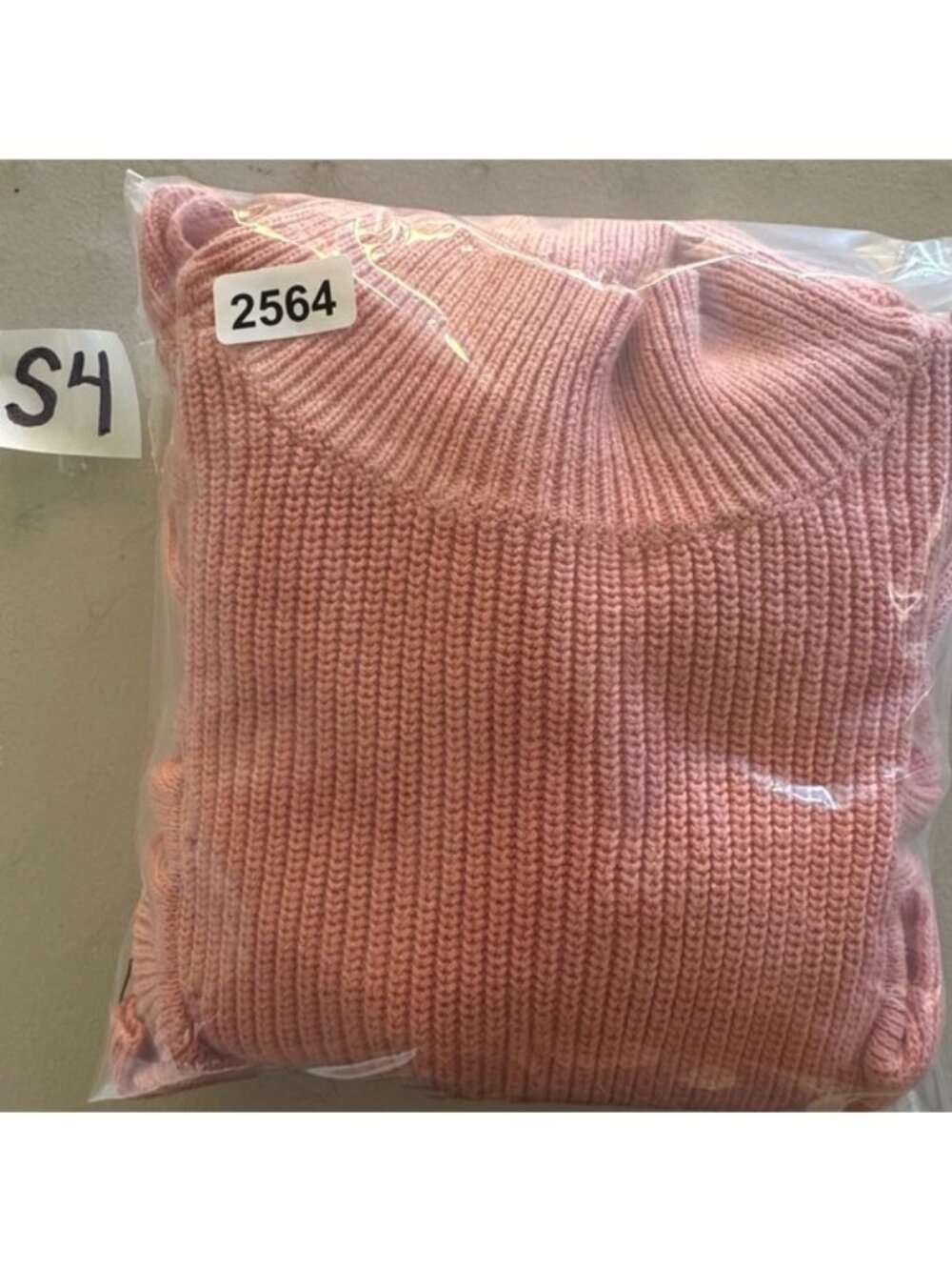525 America Mock Neck Ruffle Pink Sand Cotton Sweater size Medium - Picture 8 of 11